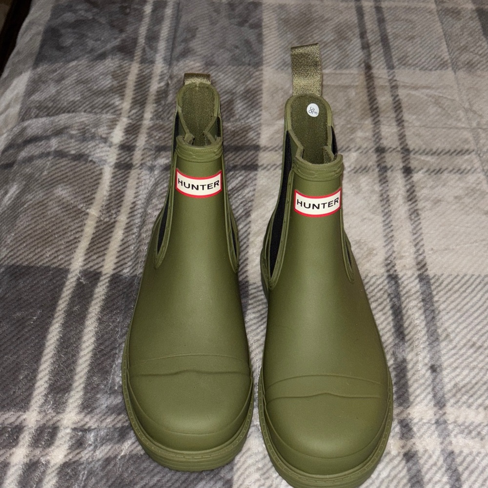 Hunter Olive Green Ankle Boots